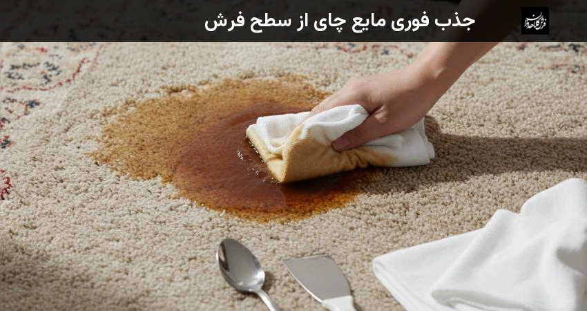 جذب فوری مایع چای از سطح فرش