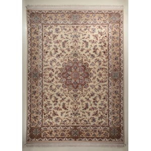 فرش دستباف کرک و ابریشم طرح لچک و ترنج اصفهان 6 متری کد 0005