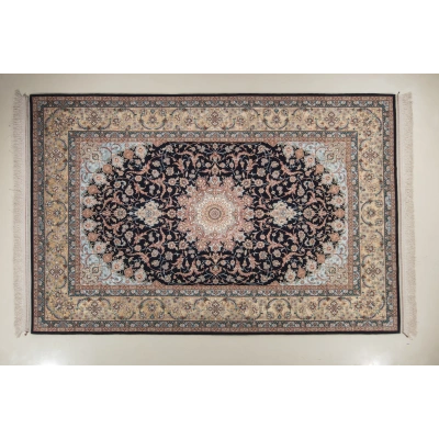 فرش دستباف دو کف ابریشم اصفهان 9 متری کد 0022