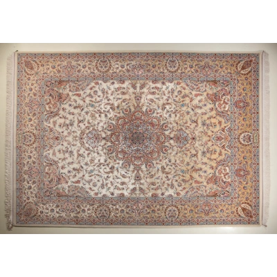 فرش دستباف دو کف ابریشم اصفهان 9 متری کد 0027